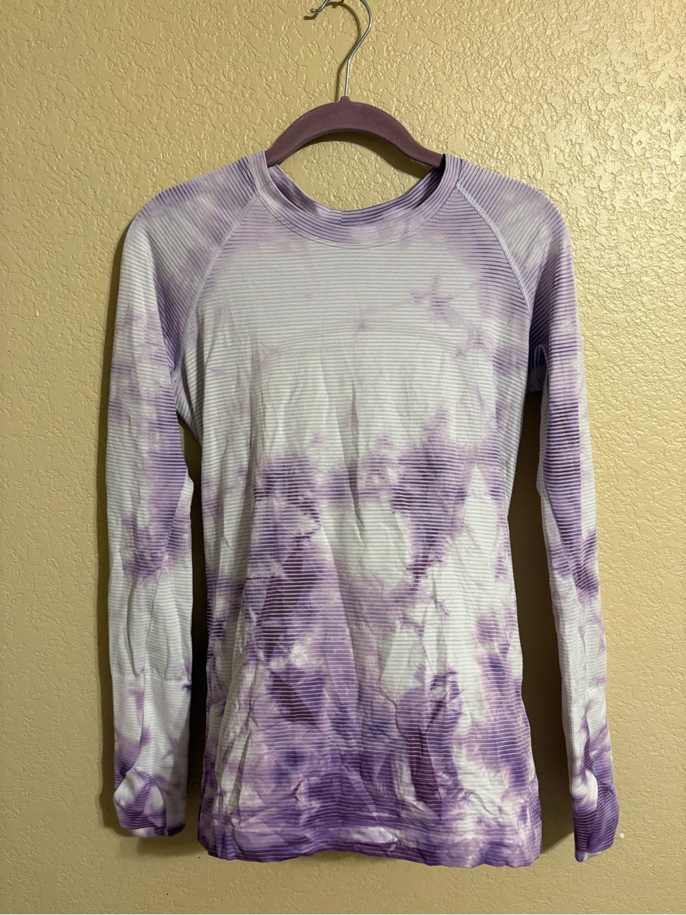 Lululemon Swiftly Tech Long Sleeve Purple & White Tie-Dye Top